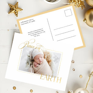 Elegantes Gold Weltfrieden Foto Folien Feiertagspostkarte