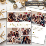Elegantes Gold White 5 Foto Collage Weihnachten<br><div class="desc">Modern Simple Elegant Calligraphy Gold und White 5 Foto Collage Frohe Weihnachts Script Holiday Card. BITTE BEACHTEN SIE, DIESE 6, 5" X 8, 75" GRÖSSENKARTEN SIND GRÖSSER ALS DER DURCHSCHNITT, WEGEN DER GRÖSSEREN KARTENGRÖSSE IST ES FAST SICHER, DASS DIE POSTENKOSTEN HÖHERER SIND. WENN SIE DIE STANDARD-12x18"-GRÖSSE VORziehen, KÖNNEN SIE DIE...</div>