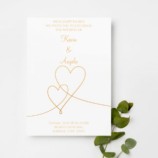 Elegantes Gold & White Minimalistisch Weeding Einl Einladung