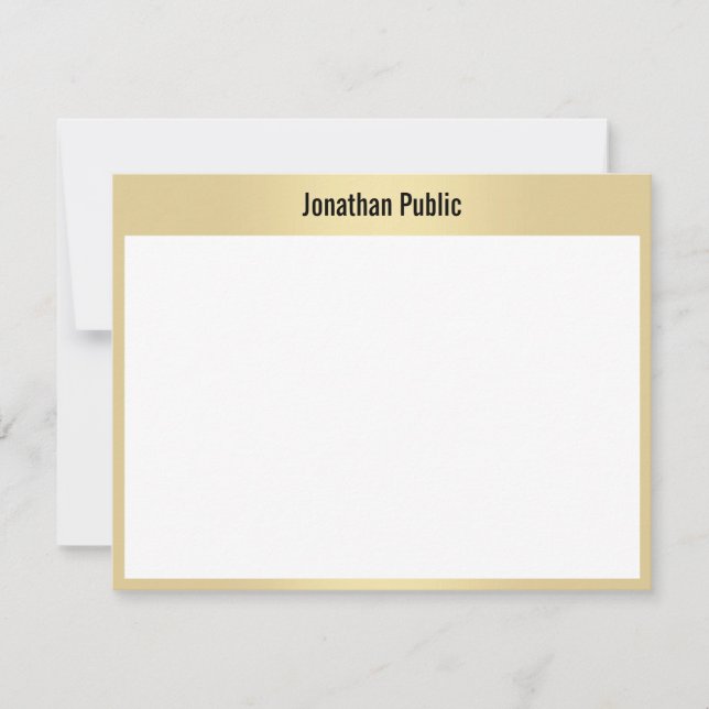 Elegantes Gold White Template Trendy Modernes Desi Mitteilungskarte (Vorderseite)