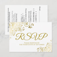 Elegantes Gold & White Wedding RSVP zum Herunterla