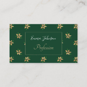 Elegantes Gold Winter Blume Grünes Muster Visitenkarte