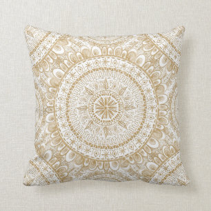 Elegantes Gold Winter Blume Mandala Weißes Muster Kissen