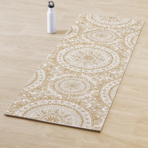 Elegantes Gold Winter Blume Mandala Weißes Muster Yogamatte