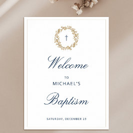 Elegantes Gold Wreath Navy Cross Taufen Christenin Poster