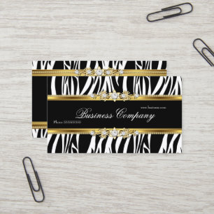 Elegantes Gold-Zebra Schwarz Weiß Silber VERZIERUN Visitenkarte