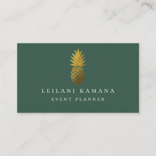 Elegantes Goldananas-Jäger-Grün Visitenkarte