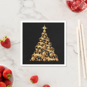 Elegantes Goldband & Ornament Abstraktes Weihnacht Serviette