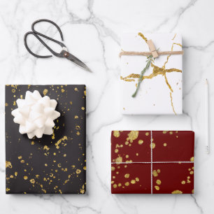 Elegantes, goldbedrucktes Muster für Splashes und Geschenkpapier Set