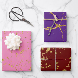 Elegantes, goldbedrucktes Muster für Splashes und  Geschenkpapier Set