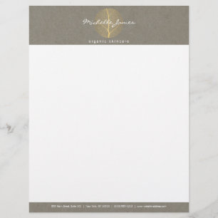 Elegantes Goldblatt-Logo auf braunem Karton-Look Briefbogen