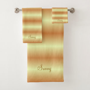 Elegantes Goldbraun und Gelb Badhandtuch Set