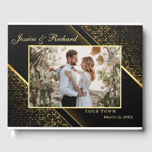 Elegantes Golden Black Wedding FOTO Gästebuch