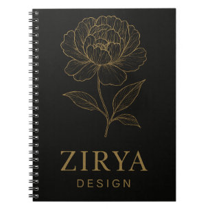 Elegantes Golden Blume Notebook von Zirya Design Notizblock