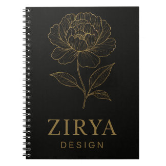 Elegantes Golden Blume Notebook von Zirya Design Notizblock