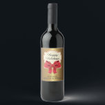 Elegantes Golden Christmas Beverage Label Set Weinetikett<br><div class="desc">Ein elegantes goldenes Etikett mit festlichem rotem Bogen.</div>