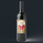 Elegantes Golden Christmas Beverage Label Set Weinetikett<br><div class="desc">Ein elegantes goldenes Etikett mit festlichem rotem Bogen.</div>