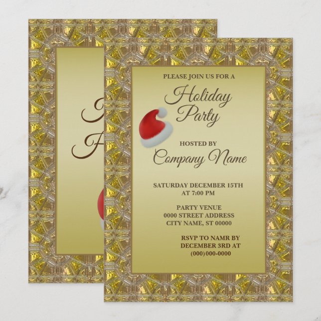 Elegantes Golden Christmas Party Einladung (Vorne/Hinten)