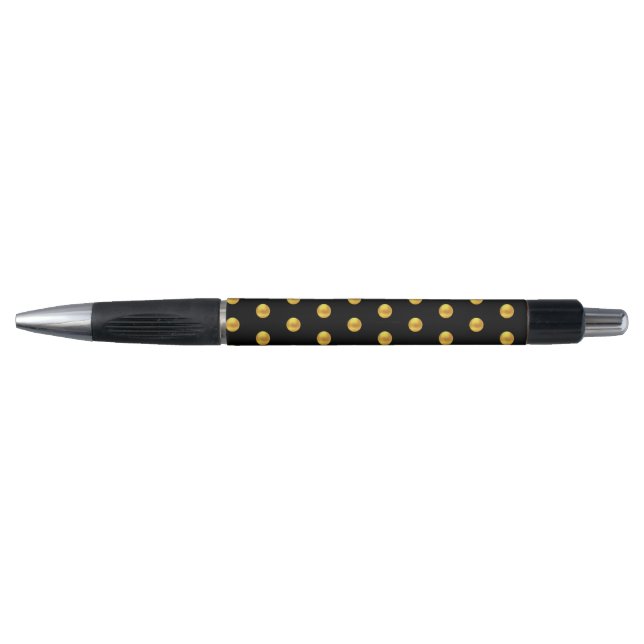 Elegantes Golden Confetti Muster auf schwarz Kugelschreiber (Vorderseite)