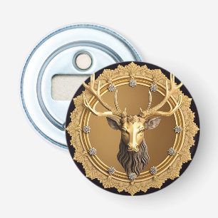 Elegantes Golden Deer Emblem mit Verziertem Rahmen Flaschenöffner