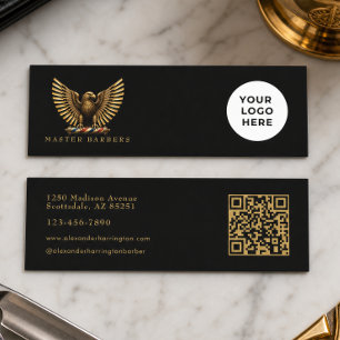 Elegantes Golden Eagle-Barber Shop-Logo für Friseu Mini Visitenkarte