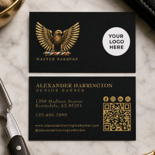 Elegantes Golden Eagle-Barbier-Shop-Logo Hairstyli Visitenkarte