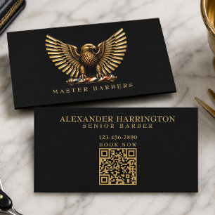 Elegantes Golden Eagle-Barbier-Shop-Logo Hairstyli Visitenkarte