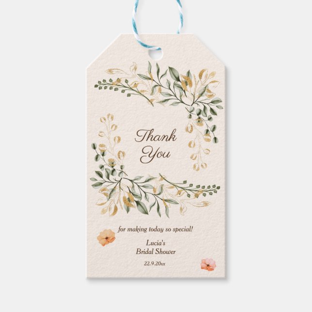 Elegantes Golden Fall Blume Brautparty Vielen Dank Geschenkanhänger (Vorderseite)