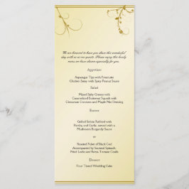 Elegantes Golden Floral Gay Wedding Menü Menükarte