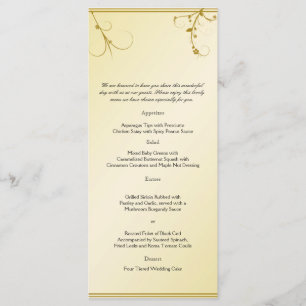 Elegantes Golden Floral Gay Wedding Menü Menükarte