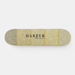 Elegantes Golden Glitzer Individuelle Name Skatebo Skateboard