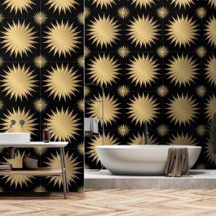 Elegantes Golden Golden Black Modernes Muster Tapete