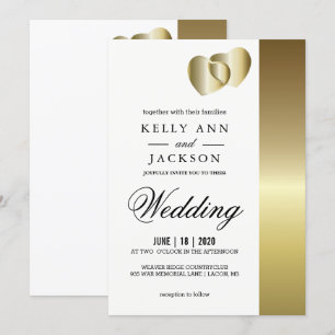 Elegantes Golden Hearts Design Einladung