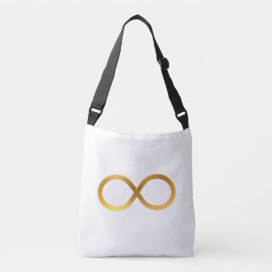 Elegantes Golden Infinity Symbol auf Weiß Tragetaschen Mit Langen Trägern