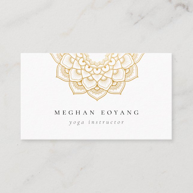 Elegantes Golden Mandala Logo Visitenkarte (Vorderseite)