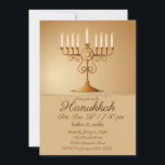 Elegantes Golden Menorah Hanukkah Party Einladung<br><div class="desc">Hanukkah Party Design mit einer goldenen Menorah.</div>