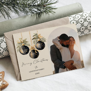 Elegantes Golden Schwarzes Foto Feiertagspostkarte