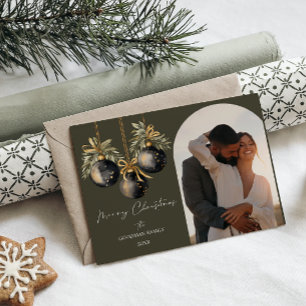 Elegantes Golden Schwarzes Foto Feiertagspostkarte