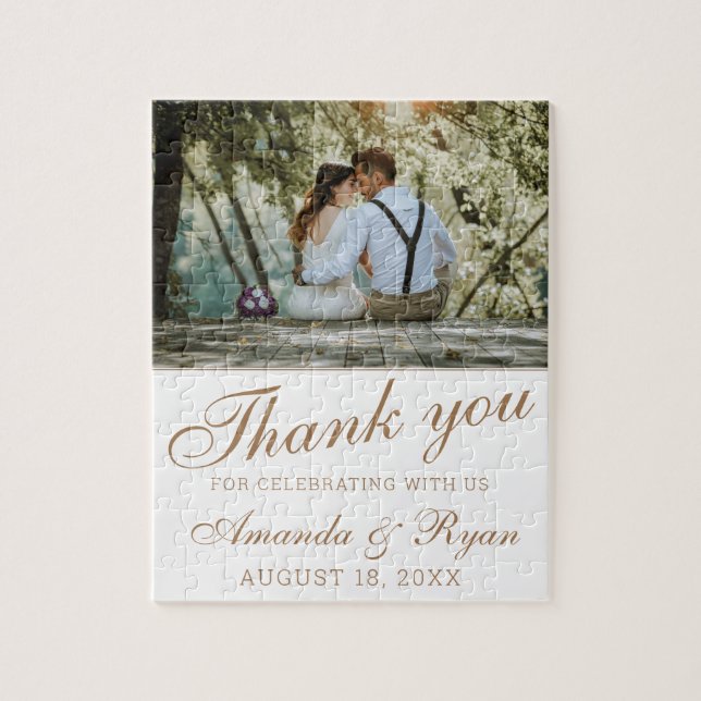 Elegantes Golden Script Foto Hochzeit Vielen Dank (Vertikal)