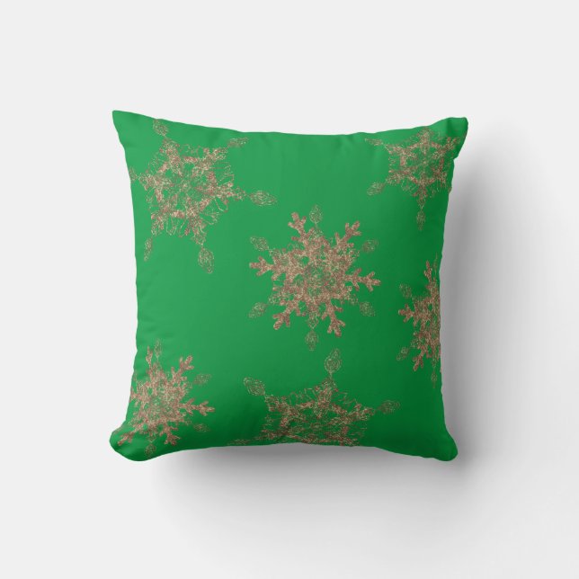 Elegantes Golden Snow Flakes Kissen (Vorderseite)