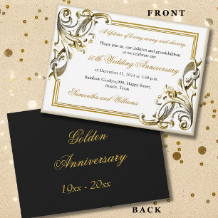 Elegantes Golden Wedding Anniversary Black and Gol Einladung