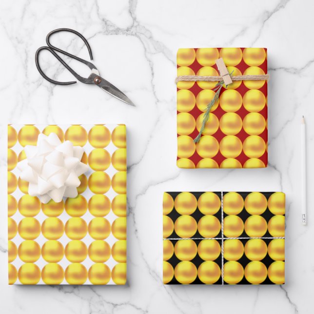 Elegantes Golden Wrapping Paper Flachblatt Set von Geschenkpapier Set (Vorderseite)