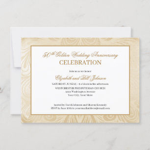 Elegantes Goldenes 50. Skript-Hochzeitsjubiläum Einladung
