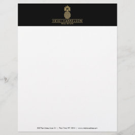 Elegantes Goldenes Ananas-Logo auf Schwarz Briefbogen