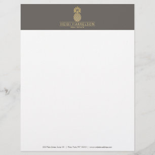 Elegantes Goldenes Ananas-Logo auf Taupe Briefkopf