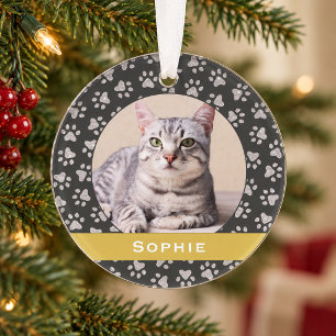 Elegantes goldenes Banner Katzenfoto Pfotenabdruck Ornament