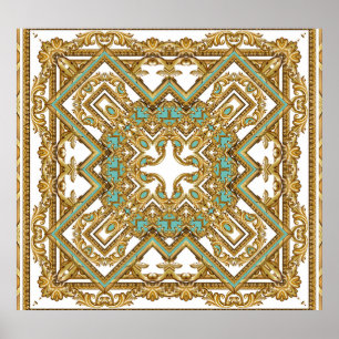 Elegantes goldenes Barock, Zierdesign. Poster