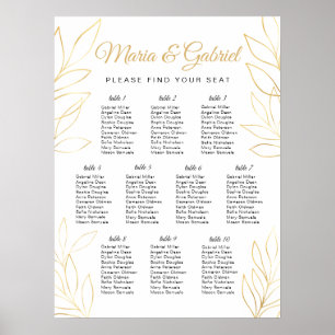 Elegantes goldenes Blattwerk. Seekarte Poster