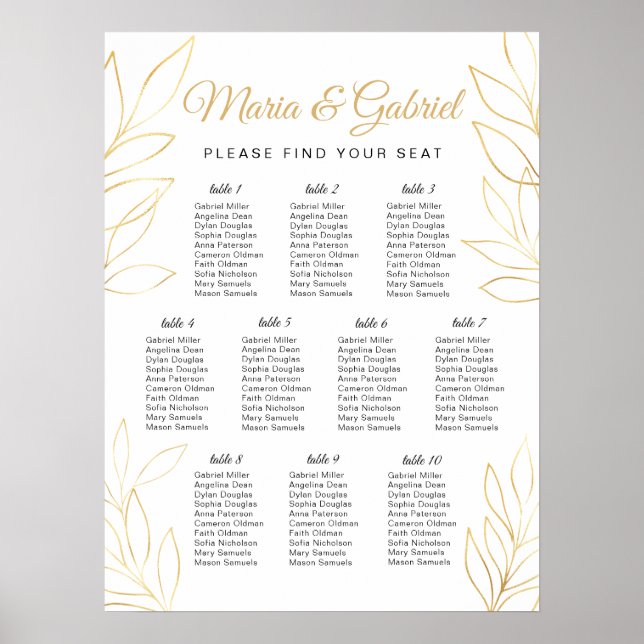 Elegantes goldenes Blattwerk. Seekarte Poster (Vorne)