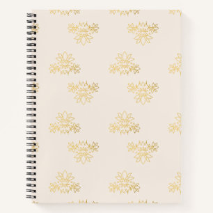 Elegantes goldenes Blumen-Königslotus-Spiralheft Notizbuch